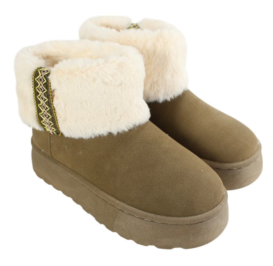 Lee Cooper vert fourrure chaussures
