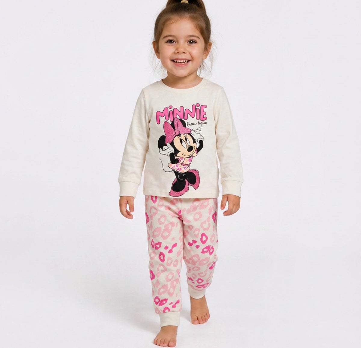 Pyjama Minnie beige et rose coton