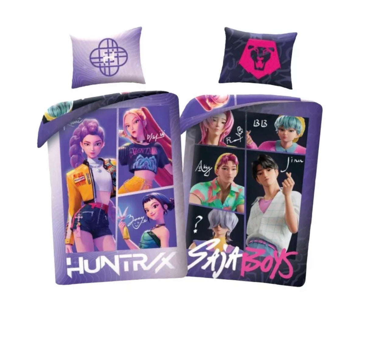 Disponible en précommande   Parure de lit double face en microfibre K-pop Demon Hunters Battle 140x200cm, 70x90 cm