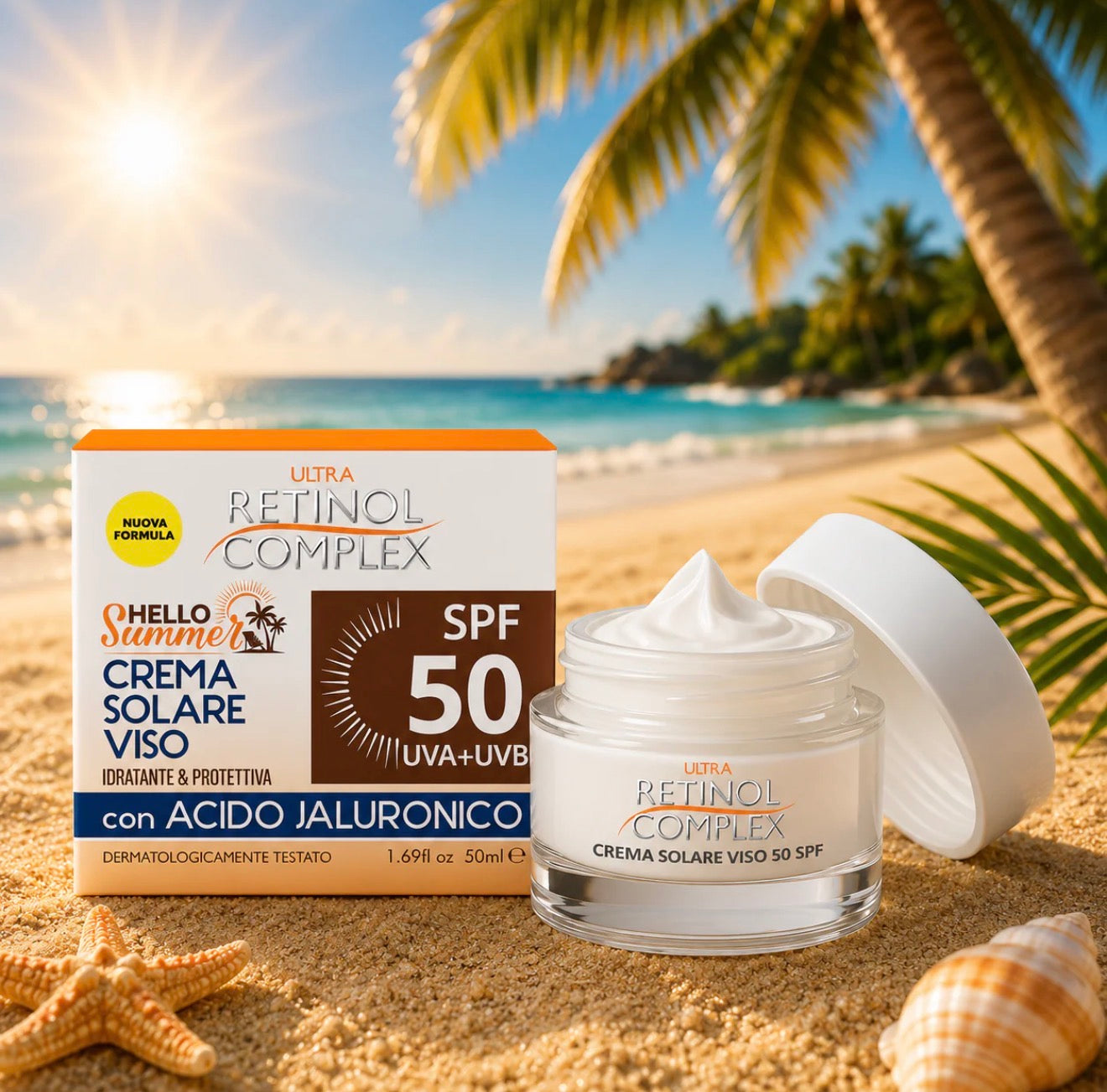 Disponible en précommande Crème Solaire Visage SPF 50 " Hello Summer" 50ml - Retinol Complex