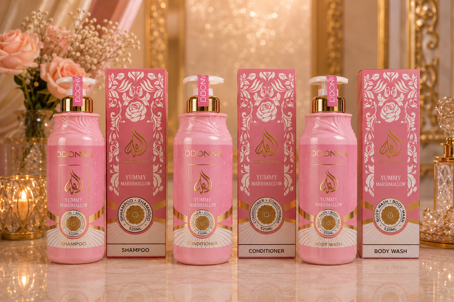 Lots marshmallow shampoing, gel douche, après shampoing 520 ml