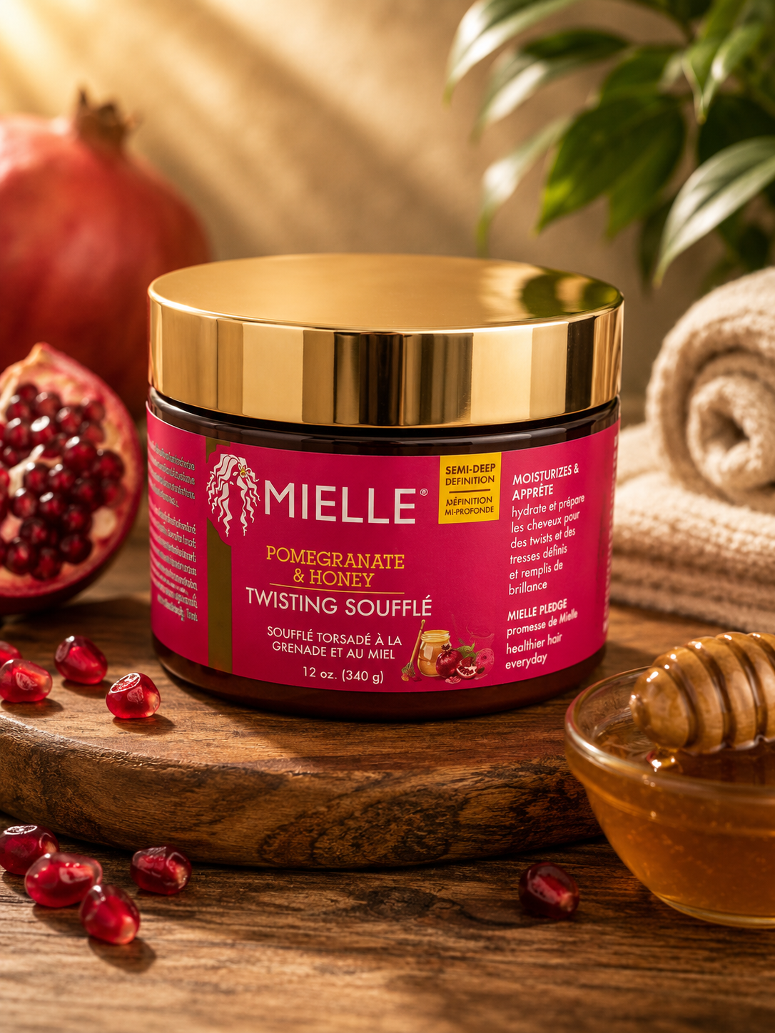 Masque cheveux grenade et miel, sans rinçage 340g